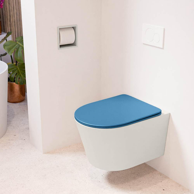 MONDIAZ LAVIE wandclosetpack - 36x53cm - diepspoel - rimless - Linen (offwhite) - softclose - quick-release - toiletzitting - Jeans (blauw)