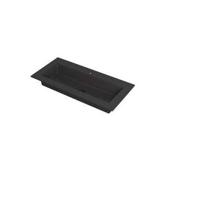 INK Kraft wastafel - 120x45x1cm - 1 wasbak - 2 kraangaten - Quartz zwart