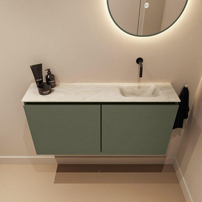 MONDIAZ TURE-DLUX 100cm toiletmeubel Army. EDEN wastafel Ostra positie rechts. Zonder kraangat.