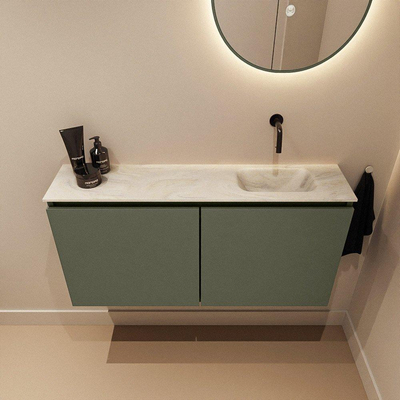 MONDIAZ TURE-DLUX Meuble toilette - 100cm - Army - EDEN - vasque Ostra - position droite - sans trou de robinet