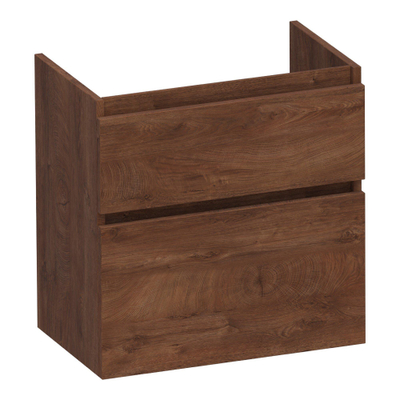 BRAUER Delight meuble sous-lavabo peu profond - 60x39x60cm - 2 tiroirs à fermeture en douceur - sans poignée - 1 découpe pour siphon - Forest Cacao