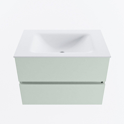 Mondiaz VICA Ensemble de meuble de salle de bain - 70cm - meuble sous vasque greey - 2 tiroirs - lavabo cloud milieu - 1 trou de robinet - version haute de 60cm - talc