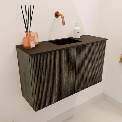 Mondiaz JOYA 70cm toiletmeubel - kleur Shadow - Wastafel FAYE positie Midden Zonder kraangat kleur Urban.