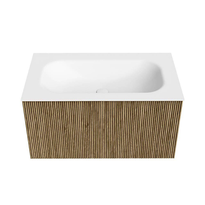 Mondiaz KURVE Badkamermeubelset - 80x46x40cm - 1 lade - wastafel solid surface - midden - 1 kraangat - Dusk