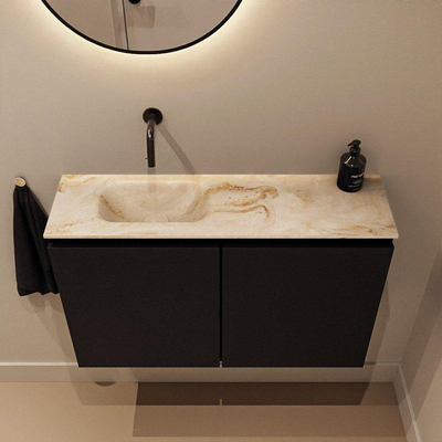 MONDIAZ TURE-DLUX 80cm toiletmeubel Urban. EDEN wastafel Frappe positie links. Zonder kraangat.