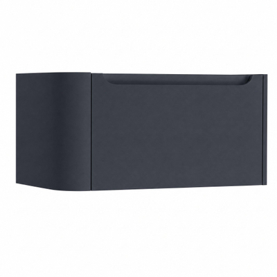 H&R Badmeubelen Juice Wastafelonderkast - 80x45x40cm - linkerhoek afgerond - 1 lade - geïntegreerde greep - Dark blue