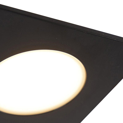 QAZQA Simply Inbouwspot - set van 8 - 9x9cm - incl. LED - 3 staps dimbaar - IP44 - vierkant - mat zwart