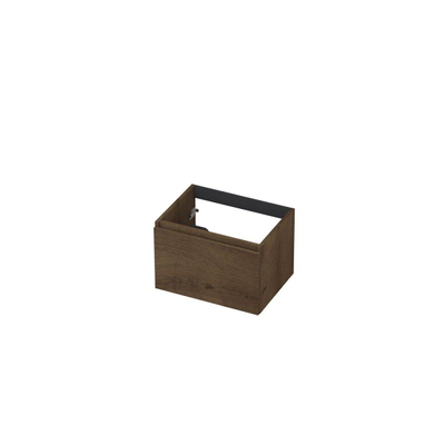 INK Wastafelonderkast - 60x45x40cm - 1 lade - greeploos - met houten keerlijst - MDF - Chocolate