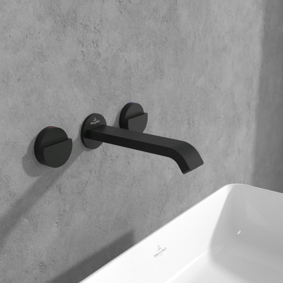 Villeroy & Boch Dawn wastafeluitloop set - zonder pop up afvoergarnituur - mat zwart