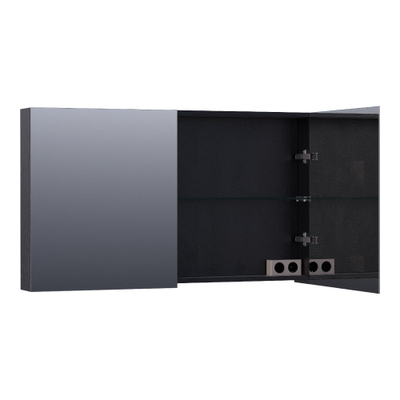 BRAUER Plain Spiegelkast - 120x70x15cm - 2 links/rechtsdraaiende spiegeldeuren - MFC - black wood