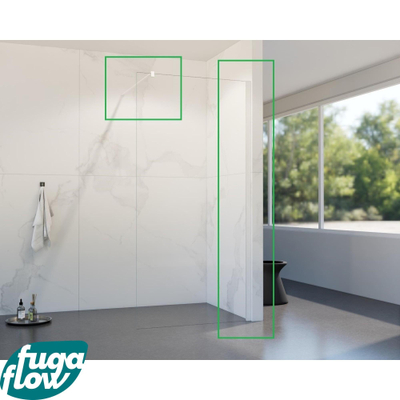 FugaFlow Eccelente Vetro ensemble de profil 200cm + barre de renfort 120cm blanc mat -