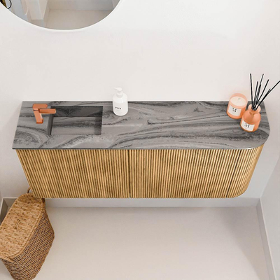Mondiaz JOYA-DLUX 101.6cm toiletmeubel - ronding rechts kleur Oak - Wastafel FAYE positie Links 1 kraangat kleur Sombra.