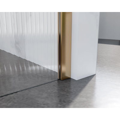 FugaFlow Eccelente Douche à l'italienne en verre - 110x200cm - verre cannelé - bras mural - Cuivre brossé PVD (Cuivre)