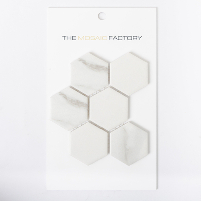 ÉCHANTILLON The Mosaic Factory Barcelona carreau de mosaïque 5.1x5.9x0.6cm pour mur et pour intérieur et extérieur résistant au gel hexagone carrara blanc mat