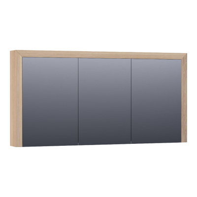 BRAUER Rise armoire de toilette - 140x70x15cm - sans éclairage - avec 3 portes miroir double face - chêne à lamelles naturel