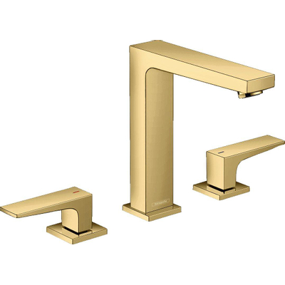 Hansgrohe Metropol Wastafelkraan - 160 met push open waste - met voorsprong vaste uitloop 15.2cm - glans goud
