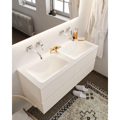 Mondiaz VICA ensemble de meuble de salle de bain - 120cm - meuble sous-vasque lin - 4 tiroirs - lavabo nuage double - sans trou de robinet - miroir LED - version XL 60cm de haut