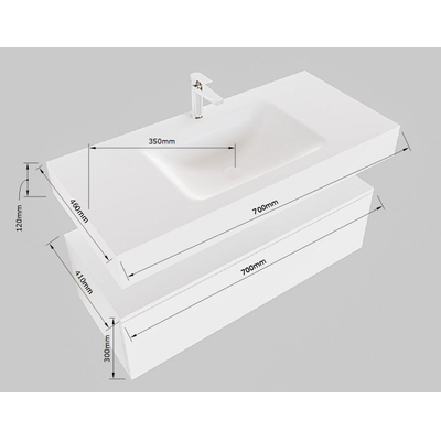 Mondiaz ALAN-DLUX Ensemble de meuble de salle de bains - 120x46cm - 1 tiroir - lavabo suspendu - 1 trou de robinet - 1 au centre - Dark brown (chêne foncé)