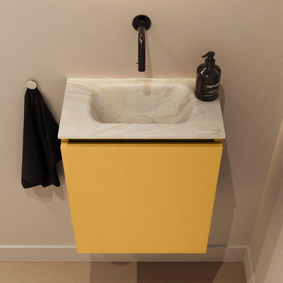 MONDIAZ TURE-DLUX Meuble toilette - 40cm - Ocher - EDEN - vasque Ostra - position centrale - sans trou de robinet