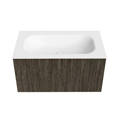 Mondiaz KURVE Ensemble de meuble de salle de bains - 80x46x40cm - 1 tiroir - lavabo solid surface - central - 1 trou de robinet - Shadow