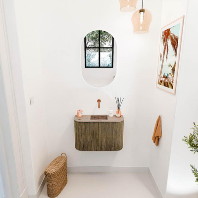 Mondiaz JOYA-DLUX 63.2cm toiletmeubel - ronding links en rechts kleur Dusk - Wastafel FAYE positie Midden Zonder kraangat kleur Arena.