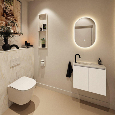 MONDIAZ TURE-DLUX 60cm toiletmeubel Talc. EDEN wastafel Ostra positie links. Met 1 kraangat.