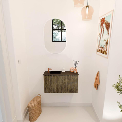 Mondiaz JOYA 70cm toiletmeubel - kleur Dusk - Wastafel FAYE positie Links 1 kraangat kleur Urban.