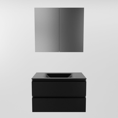 Mondiaz AIVY Ensemble de meuble - 80x45x50cm - 0 trous de robinet - 1 vasque Urban Solid surface - Centre - 2 tiroirs - avec miroir - MDF Urban