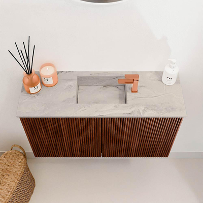Mondiaz JOYA-DLUX 70cm toiletmeubel - kleur Ruby - Wastafel FAYE positie Midden 1 kraangat kleur Glace.