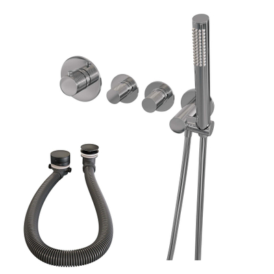 Brauer Chrome carving encastré - ensemble de douche - 3 boutons carving - douchette à main 1 fonction - chrome
