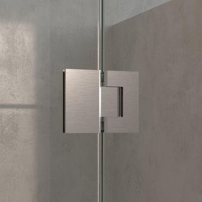 BRAUER Void Carving Porte de niche - 2 pièces - 200x200cm - Porte battante 70cm sur verre - revêtement verre - réversible - verre clair - Acier inoxydable brossé PVD