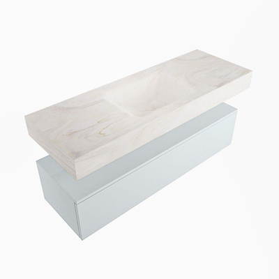 Mondiaz ALAN-DLUX Ensemble de meuble - 130cm - meuble Clay mat - 1 tiroir - Lavabo Cloud Ostra suspendu - vasque Centre - 1 trou de robinet