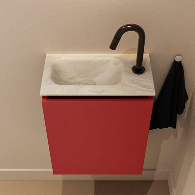 MONDIAZ TURE-DLUX Meuble de toilette 40cm Fire. EDEN vasque Ostra position gauche. Avec 1 trou de robinet.