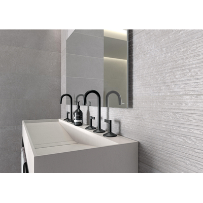 Terravito Calvero wandtegel - 30x90cm - 7.0mm - Rechthoek - gerectificeerd - Betonlook - mat grijs - Pearl