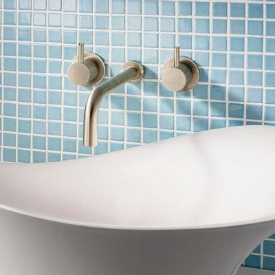 Crosswater MPRO Wastafelkraan inbouw - uitloop 19cm - met inbouwdeel - geborsteld messing (goud)