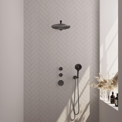 BRAUER Gunmetal Edition inbouw regendoucheset – Ø30 cm hoofddouche – 40 cm rechte wandarm – ronde handdouche