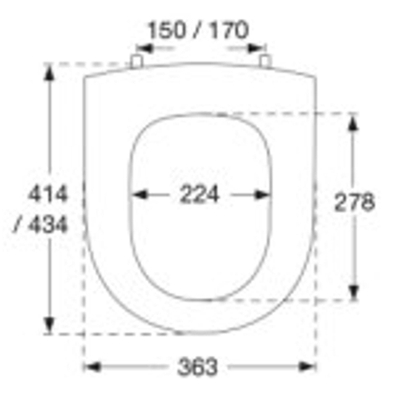 Pressalit Projecta D toiletzitting 36.3x41.4cm hartafstand 15cm zwart