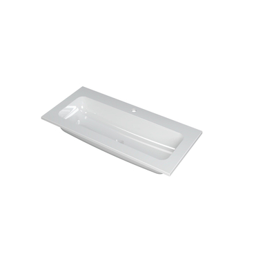 INK Faktor wastafel - 100x45x1.5cm - 1 wasbak - 1 kraangat - polystone wit glans - beschadigd - OUTLET UDEN