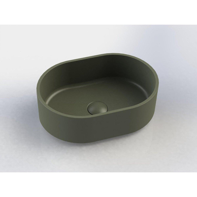 Arcqua Case vasque à poser - 40x28cm - Ovale - Marbre coulé Vert mat