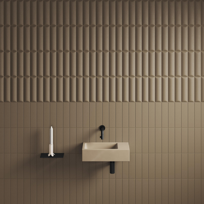 Clou Flush 3 lavabo 36x18cm sans trou de robinet à droite mat moutarde céramique