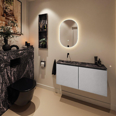 MONDIAZ TURE-DLUX 100cm toiletmeubel Plata. EDEN wastafel Lava positie links. Zonder kraangat.