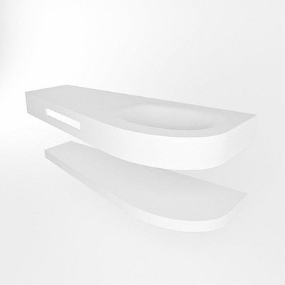 MONDIAZ RIVA Badkamermeubelset - 120x50x5.8cm - 0 lades - Talc mat - 1 kraangat - wasbak rechts - solid surface talc