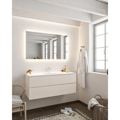 Mondiaz VICA Meuble Linen avec 2 tiroirs 120x50x45cm vasque lavabo Cloud centre 1 trou de robinet