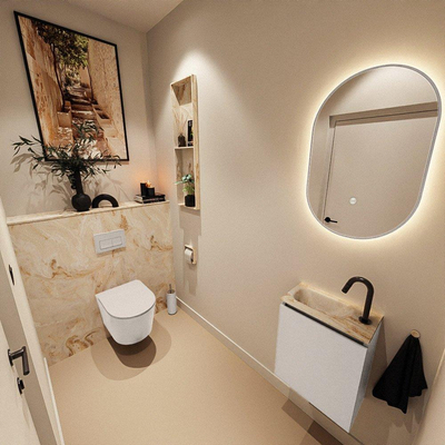 MONDIAZ TURE-DLUX 40cm toiletmeubel Linen. EDEN wastafel Frappe positie links. Met 1 kraangat.