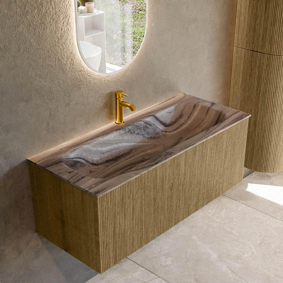 MONDIAZ KURVE-DLUX 110cm badmeubel kleur Dusk met 1 lade en 0 deuren. Wastafel BIG MEDIUM Midden 1 kraangat Sombra.