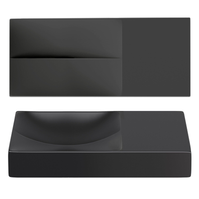 Clou Vale céramique lave-mains 45x19x7cm pré-percé trou de robinet à droite Noir mat