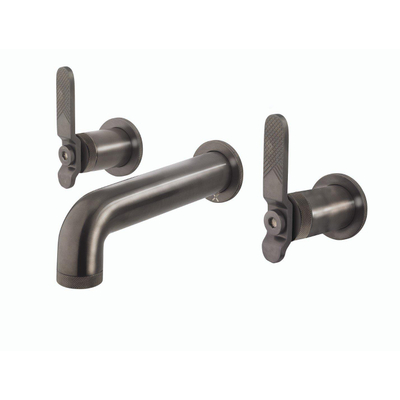 Crosswater Union Wastafelkraan inbouw - inclusief inbouwdeel - 3-gats - wandgemonteerd - geborsteld zwart chroom Hendel - geborsteld black chrome brushed (antraciet)