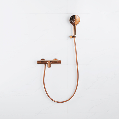 FugaFlow Eccelente Acces Handdouche - ø12cm - rond - 3 standen - Geborsteld koper PVD (Koper)