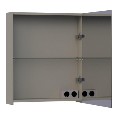 BRAUER Impress spiegelkast – 59x70x15 cm – rechtsdraaiend, dubbelzijdige spiegeldeurr – Taupe mat