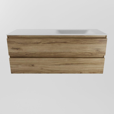 Mondiaz Aivy ensemble de meuble de salle de bains - 120x45x50cm - 0 trous de robinet - 1 vasque talc Solid surface - Droite - 2 tiroirs - Sans miroir - Mélamine Chai